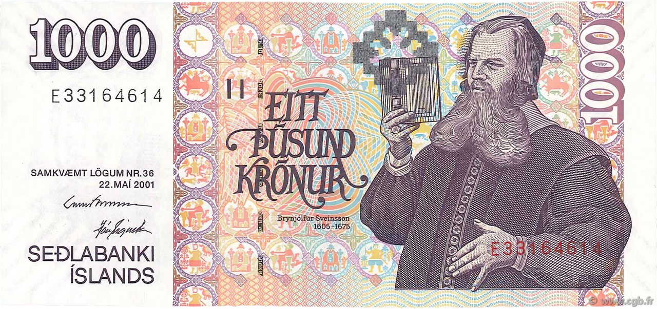 1000 Kronur ISLANDIA  2001 P.59 SC+