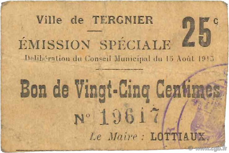 25 Centimes FRANCE regionalismo e varie  1915 JP.02-2722 BB