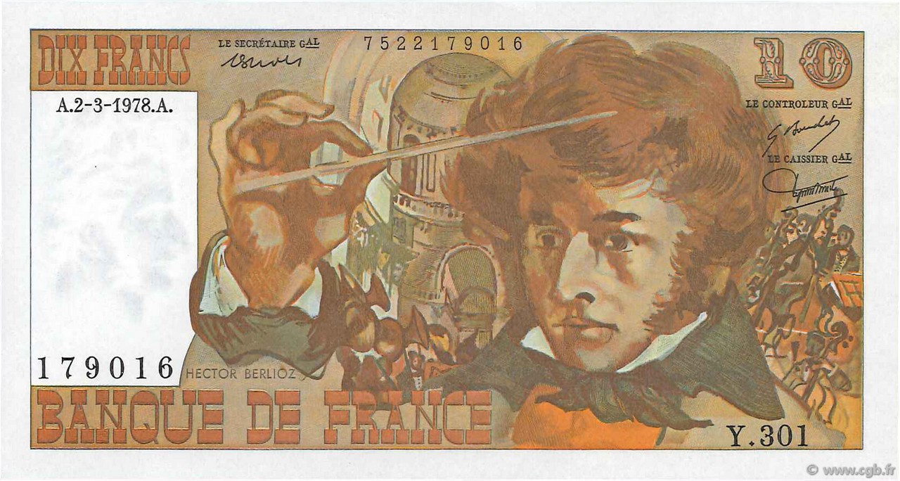 10 Francs BERLIOZ FRANCIA  1978 F.63.23 SC+