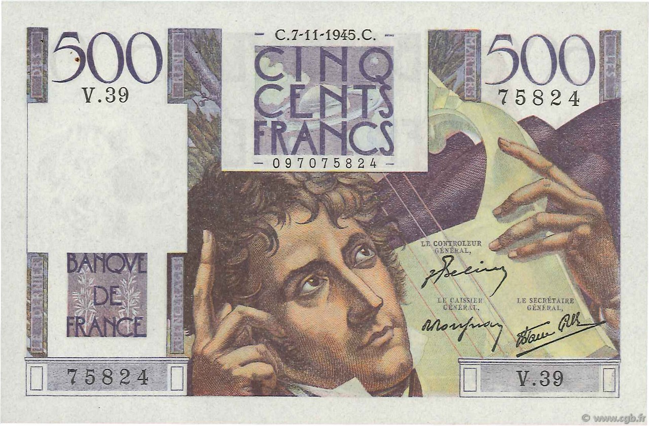 500 Francs CHATEAUBRIAND FRANCE  1945 F.34.03 AU