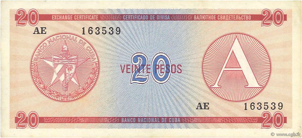20 Pesos CUBA  1985 P.FX05 VF