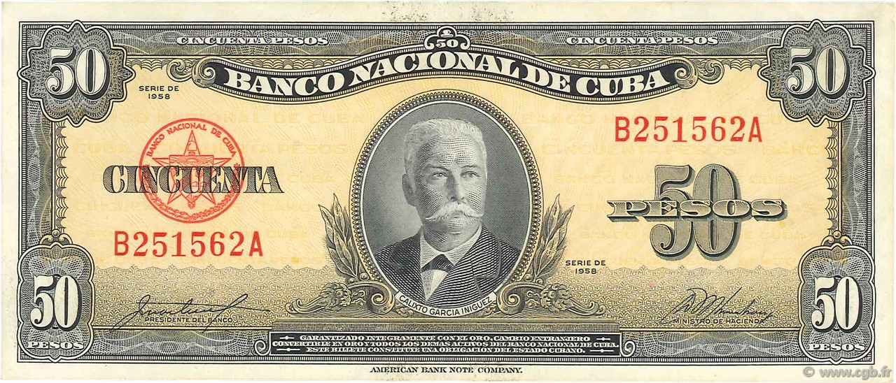 50 Pesos KUBA  1958 P.081b VZ