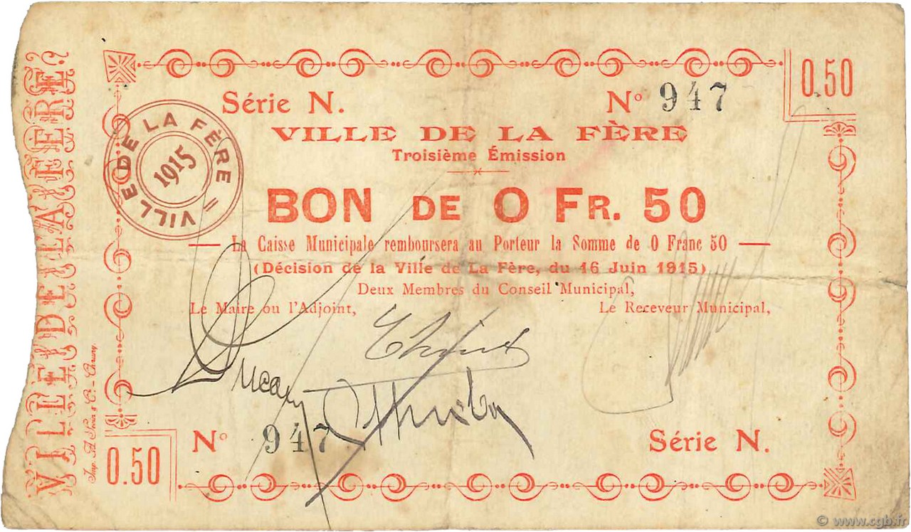 50 Centimes FRANCE regionalism and various  1915 JP.02-0799 F