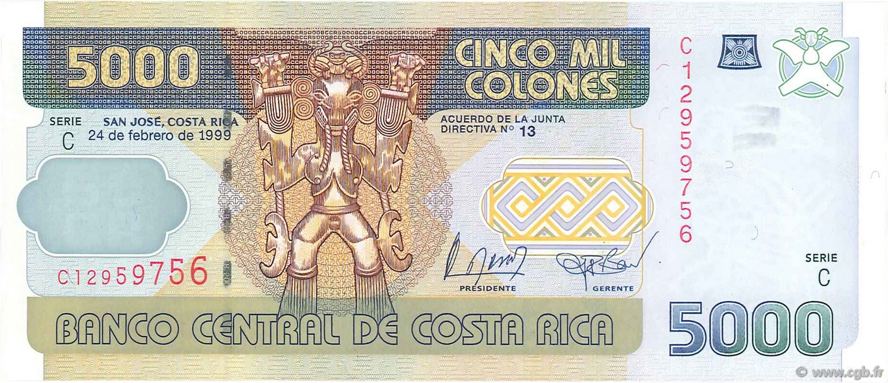 5000 Colones COSTA RICA  1999 P.268 pr.NEUF