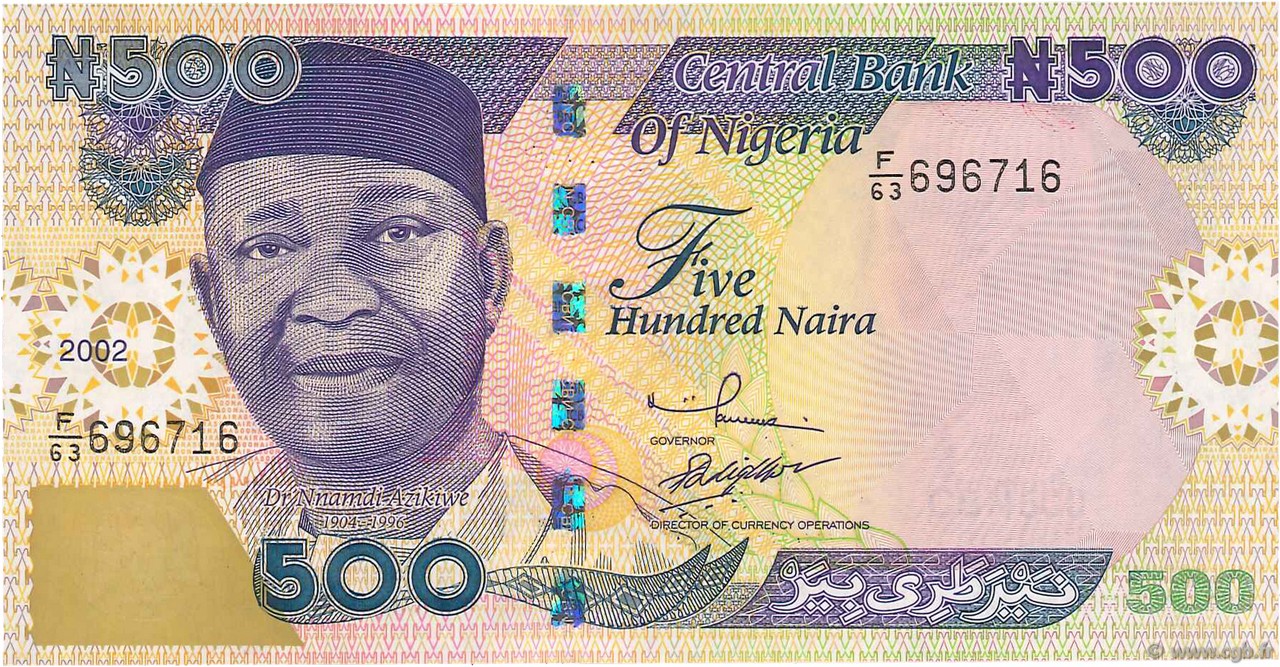 500 Naira NIGERIA  2002 P.30b ST