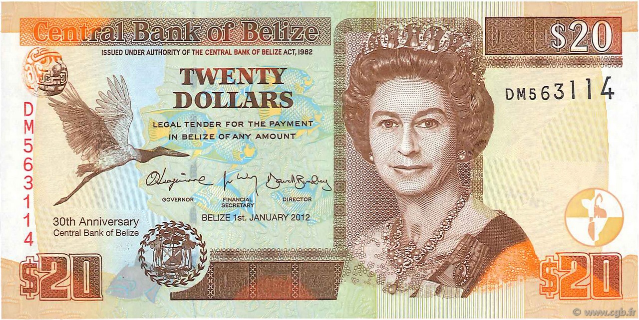 20 Dollars Commémoratif BELIZE  2012 P.72 NEUF