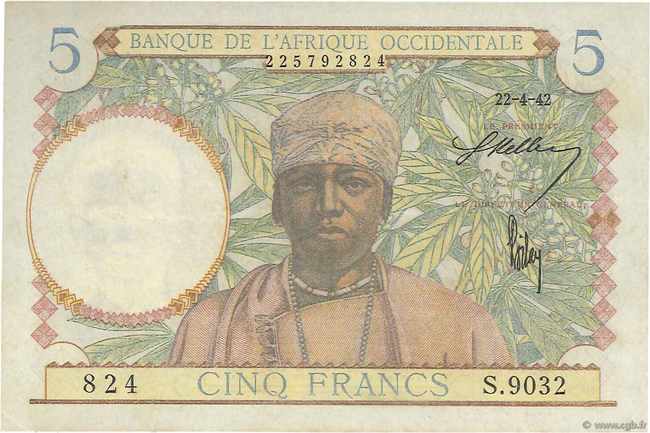 5 Francs AFRIQUE OCCIDENTALE FRANÇAISE (1895-1958)  1942 P.25 SUP