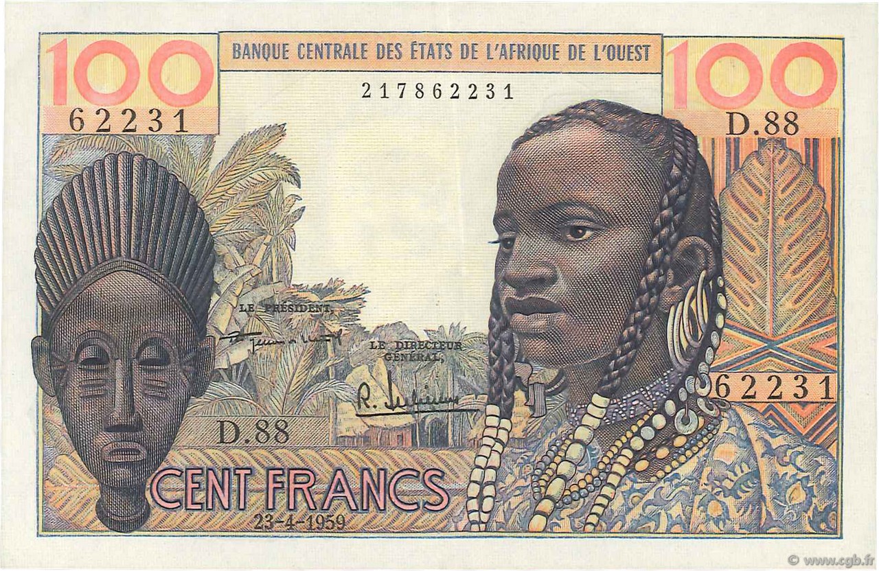 100 Francs ÉTATS DE L AFRIQUE DE L OUEST  1959 P.002a SUP