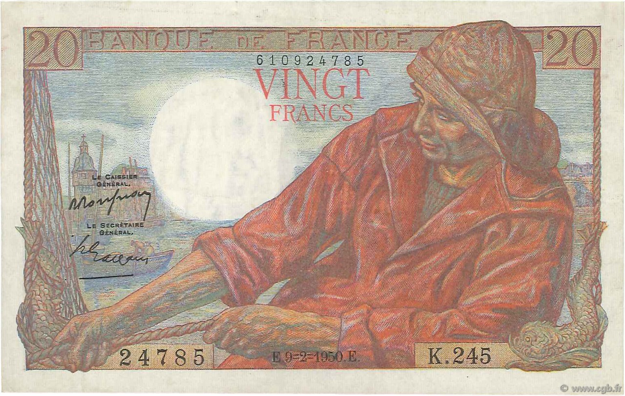 20 Francs PÊCHEUR FRANCIA  1950 F.13.17 q.SPL