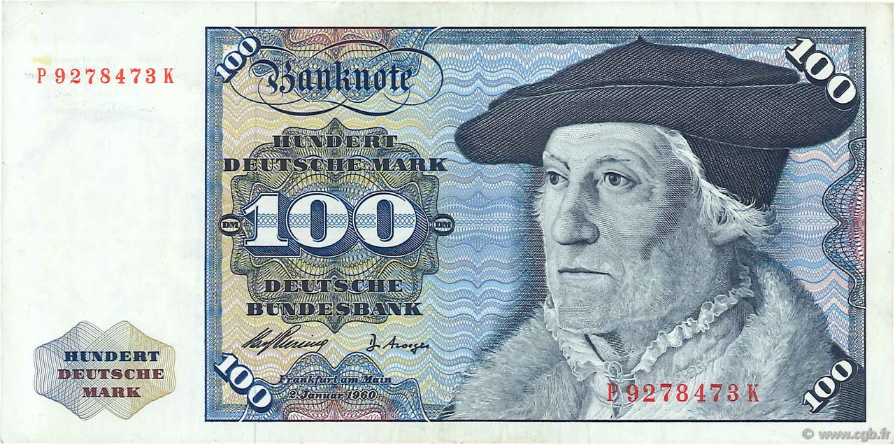 100 Deutsche Mark GERMAN FEDERAL REPUBLIC  1960 P.22a MBC+