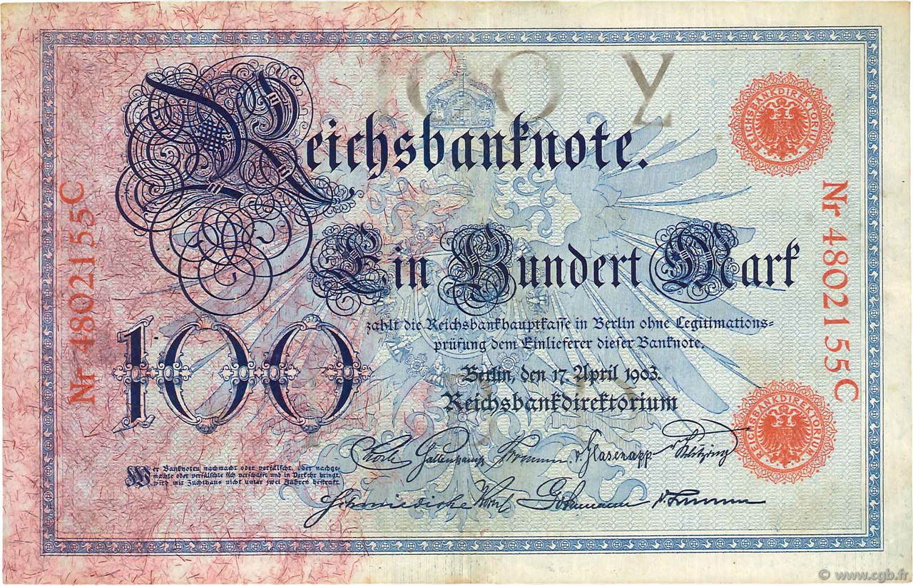 100 Mark GERMANY  1903 P.022 VF