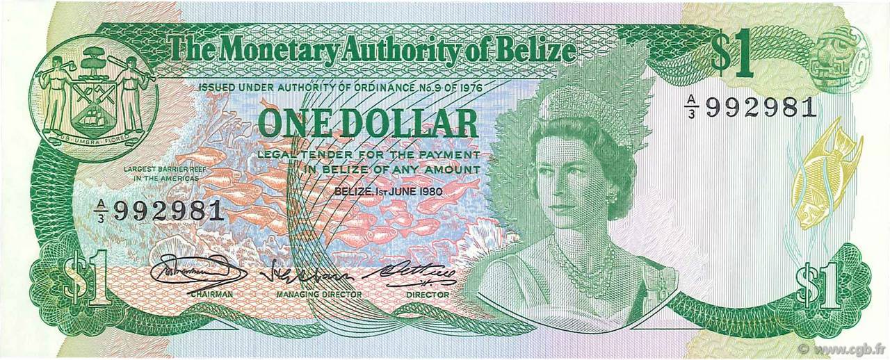 1 Dollar BELIZE  1980 P.38a FDC