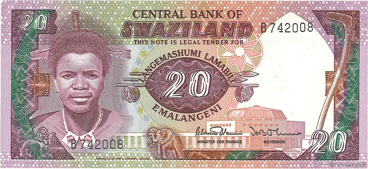 20 Emalangeni SWAZILAND  1986 P.12a NEUF