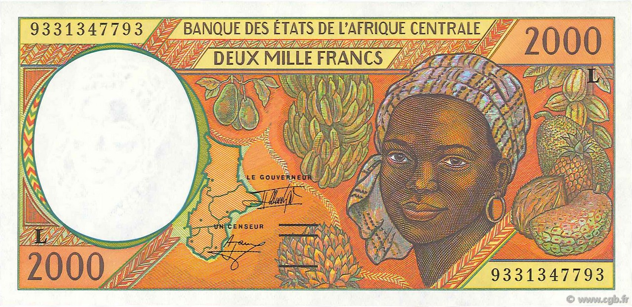 2000 Francs STATI DI L  AFRICA CENTRALE  1993 P.403La FDC