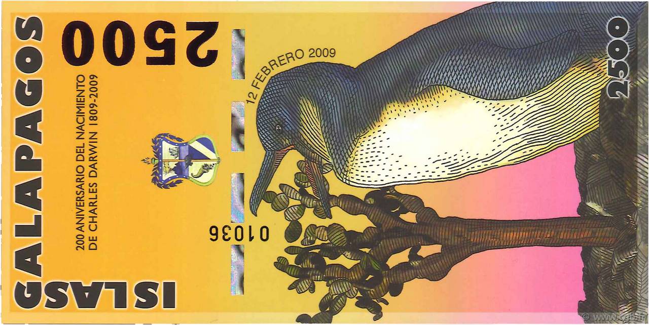 2500 Nouveaux Sucres GALAPAGOS ISLANDS  2009  UNC