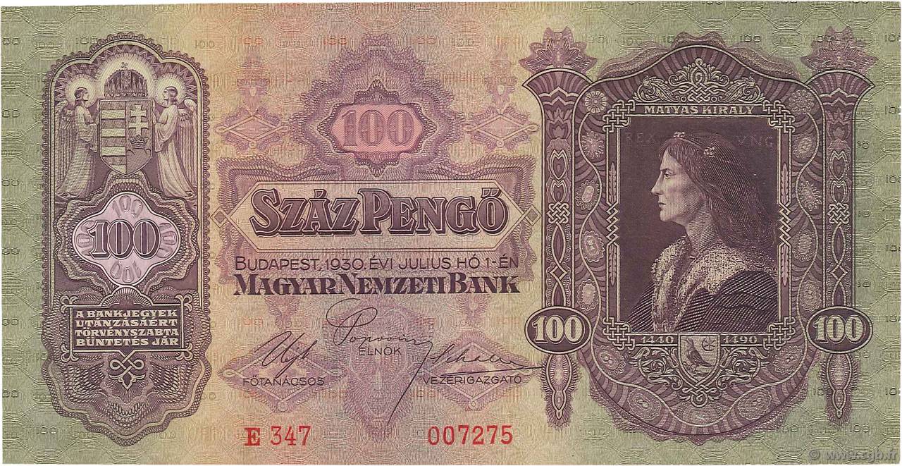 100 Pengö UNGARN  1930 P.098 fST