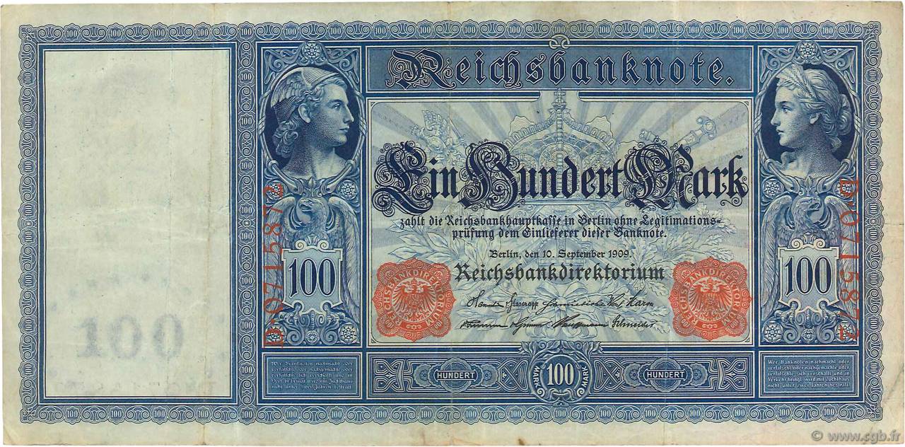 100 Mark ALEMANIA  1909 P.038 MBC