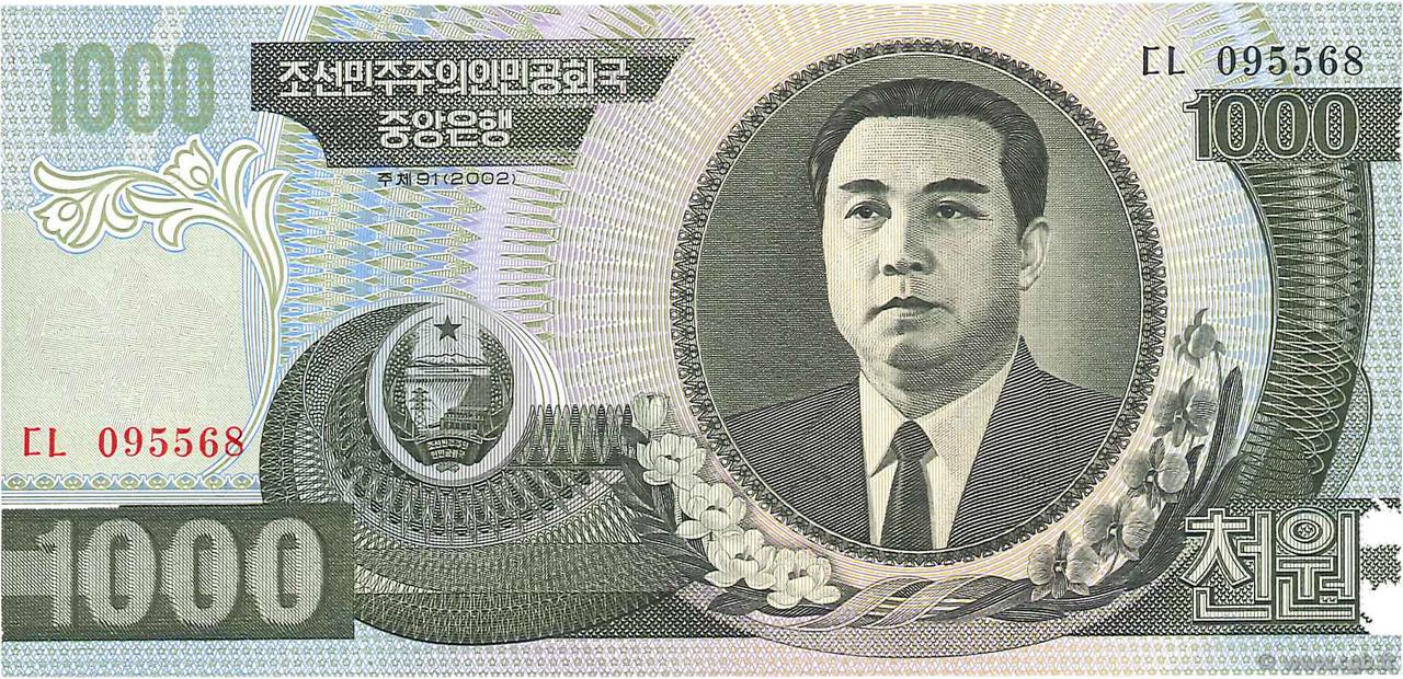 1000 Won NORDKOREA  2002 P.45a ST