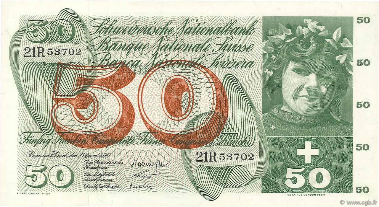 50 Francs SUISSE  1965 P.48f UNC-