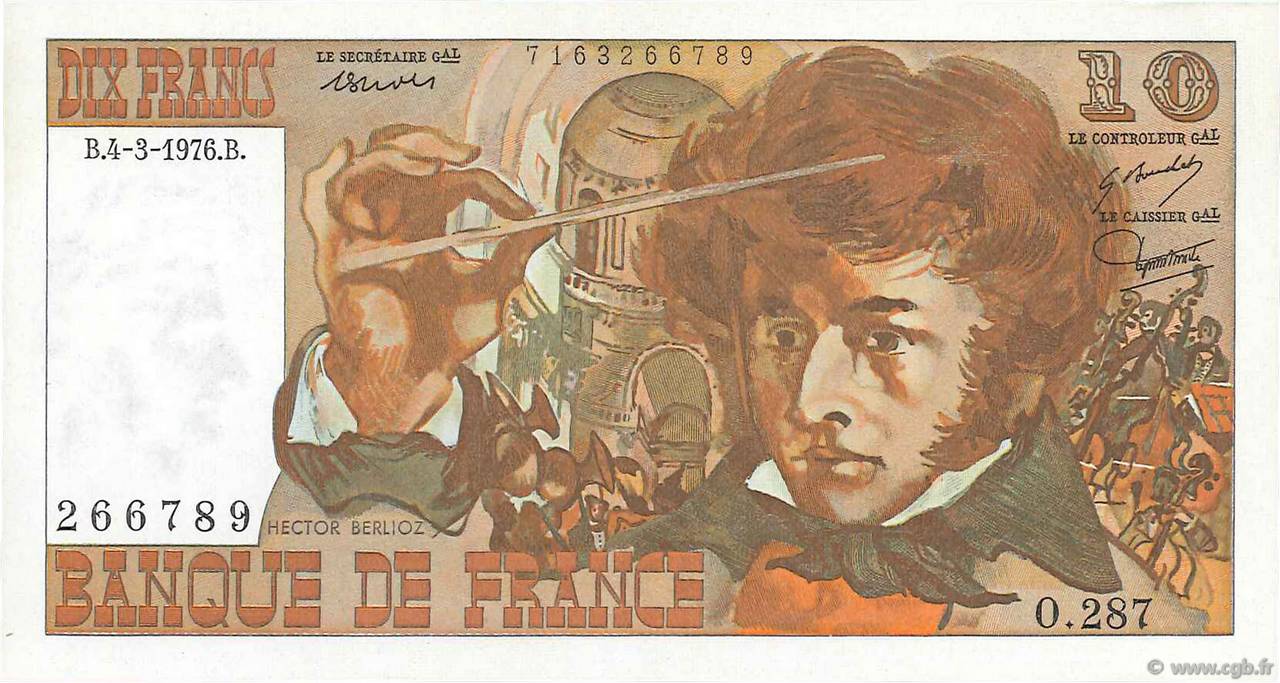 10 Francs BERLIOZ FRANKREICH  1976 F.63.18 ST