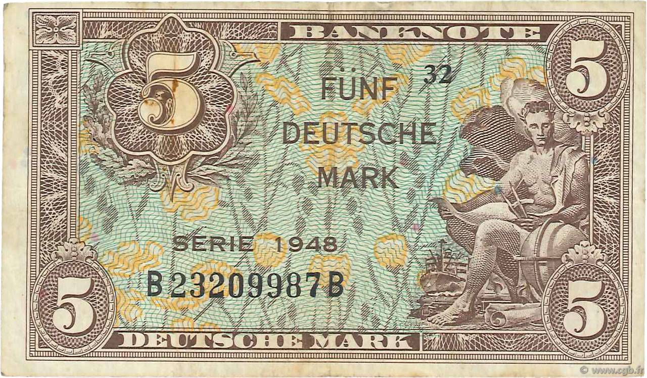 5 Deutsche Mark ALLEMAGNE FÉDÉRALE  1948 P.04a TTB