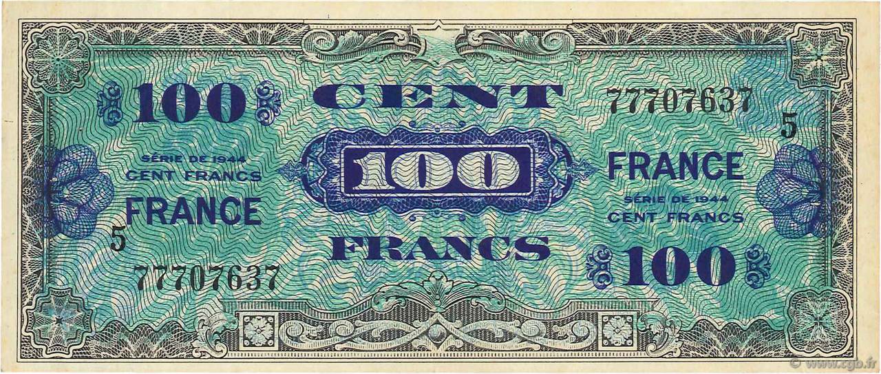 100 Francs FRANCE FRANKREICH  1945 VF.25.05 VZ