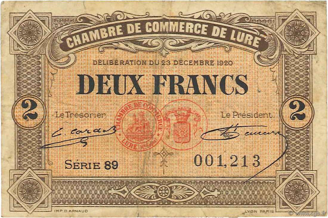 2 Francs FRANCE régionalisme et divers Lure 1920 JP.076.39 TB