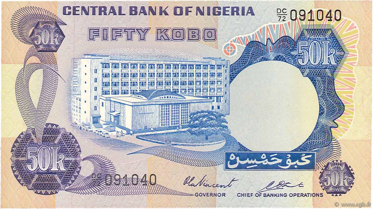 50 Kobo NIGERIA  1973 P.14c XF