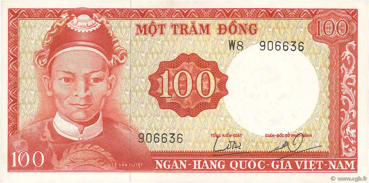 100 Dong VIET NAM SUD  1966 P.19b SPL