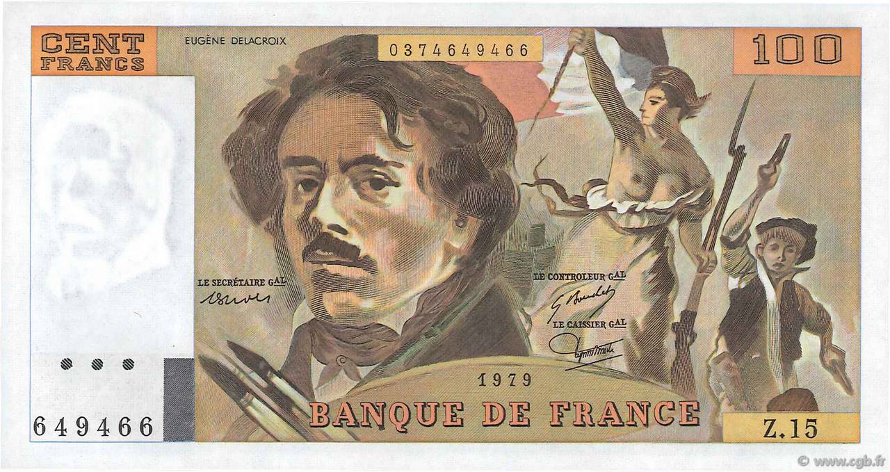 100 Francs DELACROIX modifié FRANCIA  1979 F.69.02c SC+