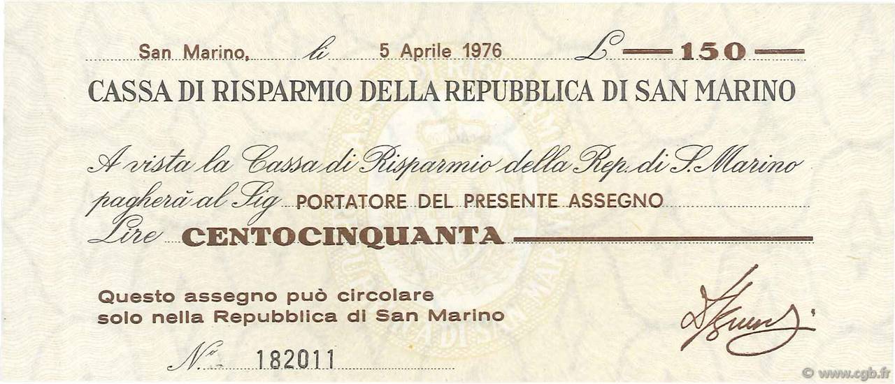 150 Lire SAN MARINO  1976 PS.101 ST