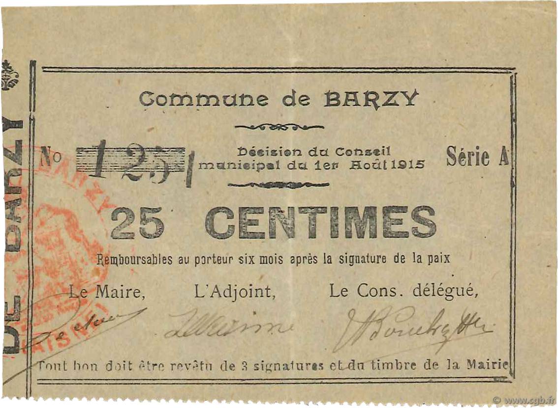 25 Centimes FRANCE Regionalismus und verschiedenen  1915 JP.02-0121 fVZ