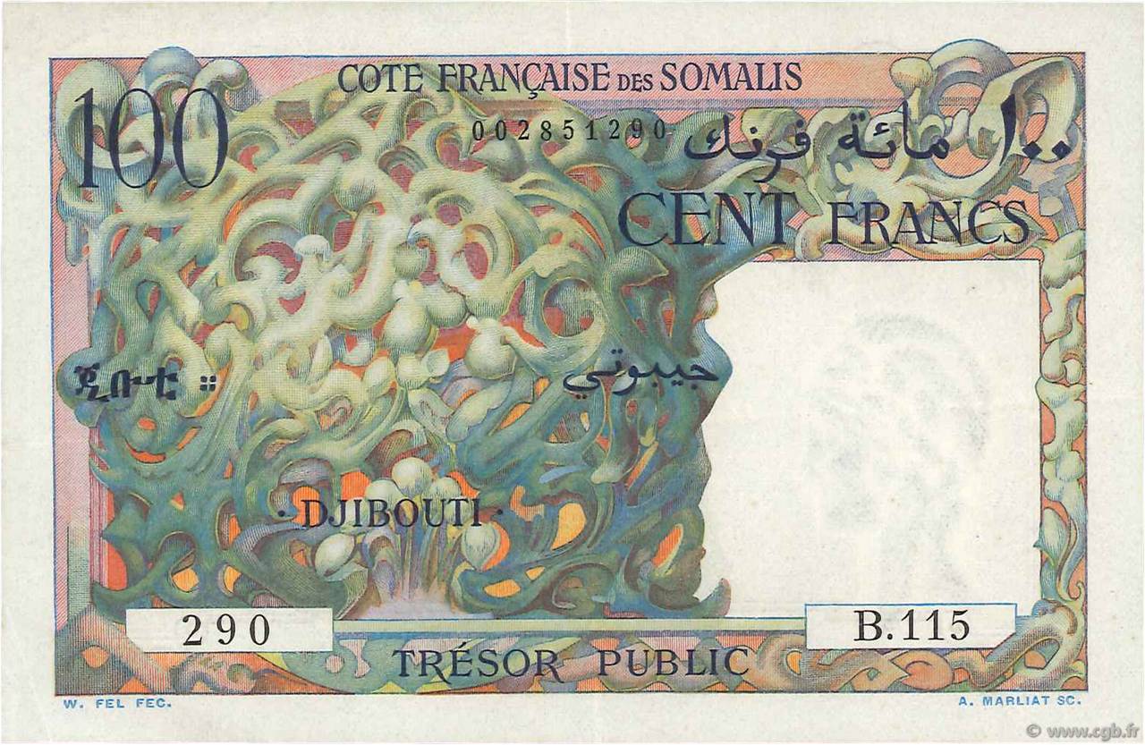 100 Francs DJIBOUTI  1952 P.26 XF-