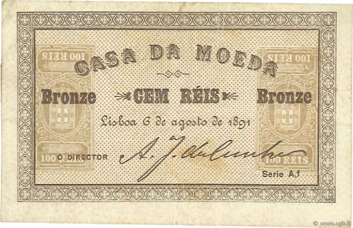 100 Reis PORTUGAL  1891 P.088 VF