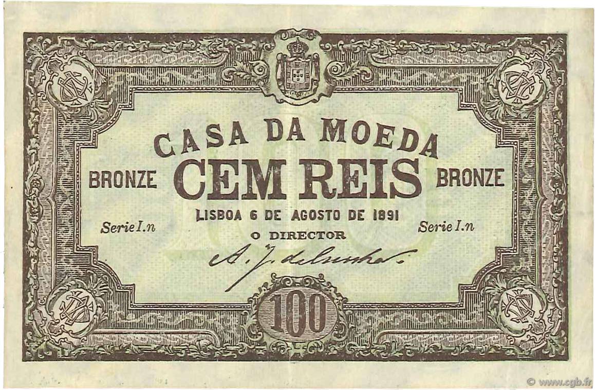 100 Reis PORTUGAL  1891 P.089 VZ