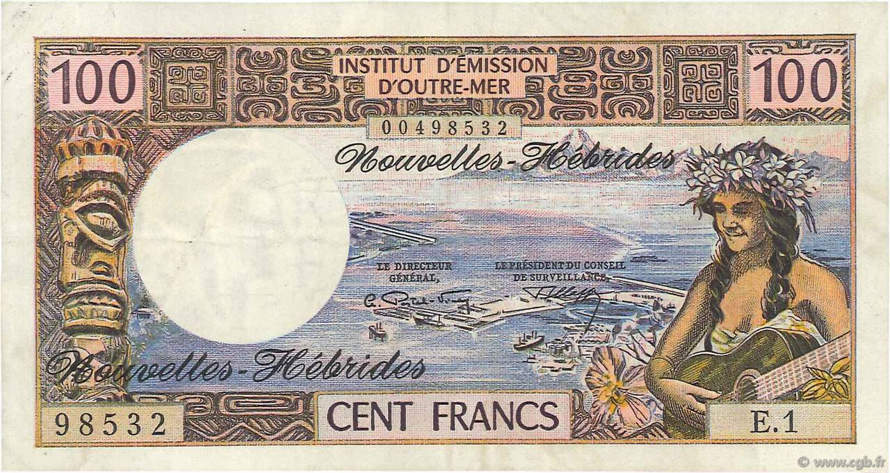 100 Francs NEUE HEBRIDEN  1972 P.18b VZ