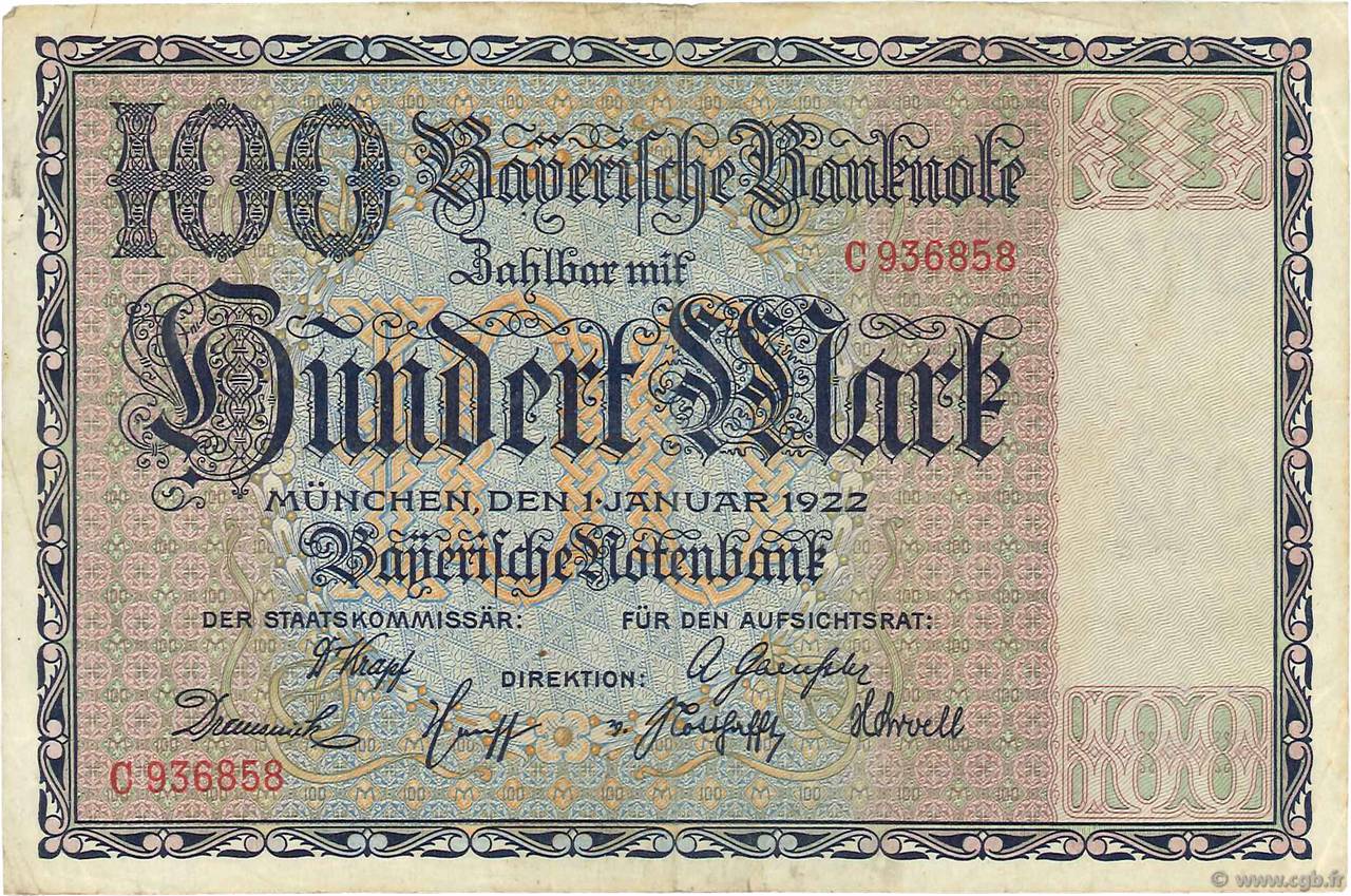 100 Mark DEUTSCHLAND Munich 1922 PS.0923 fVZ
