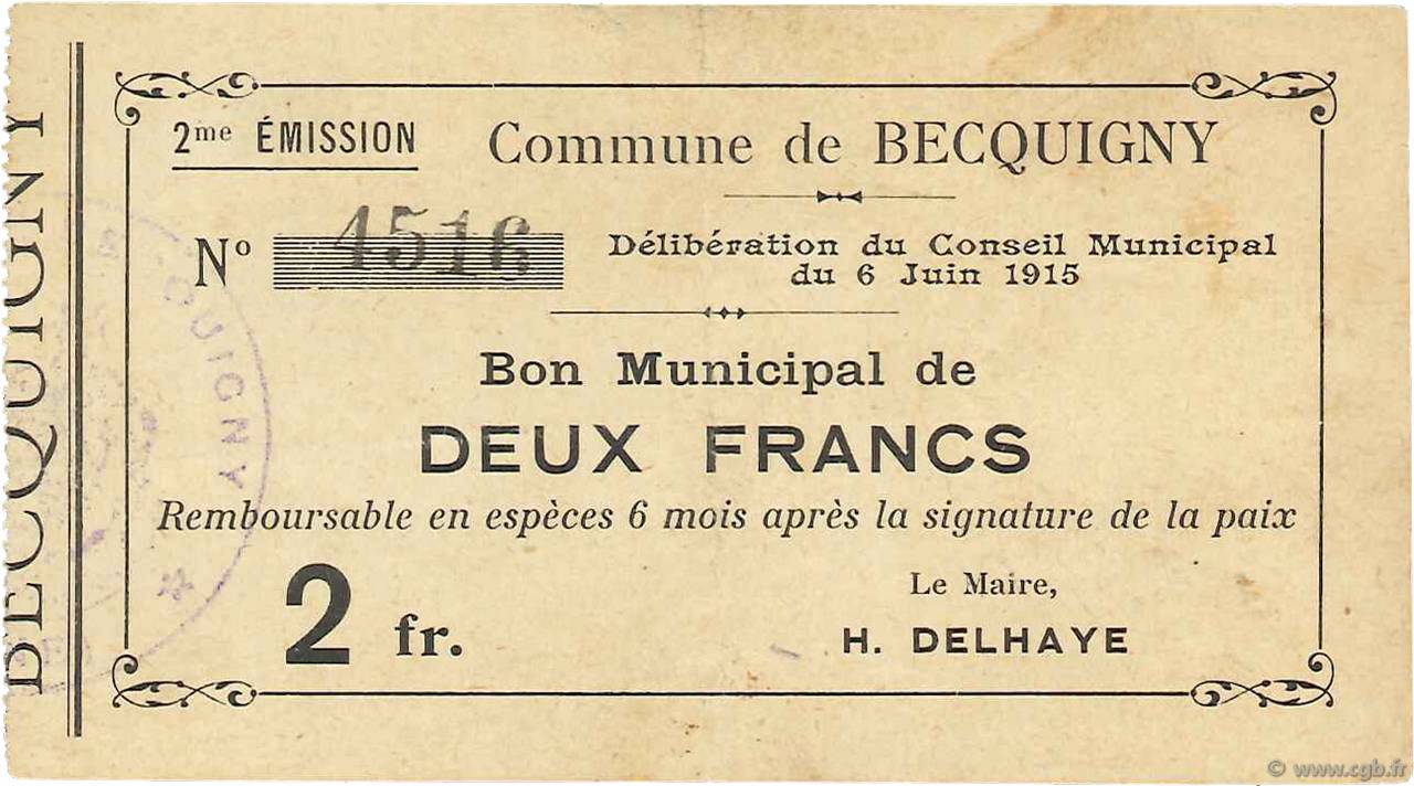 2 Francs FRANCE Regionalismus und verschiedenen  1915 JP.02-0172 SS