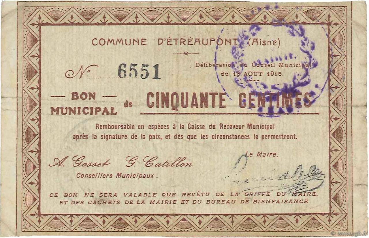 50 Centimes FRANCE regionalism and miscellaneous  1915 JP.02-0746 F