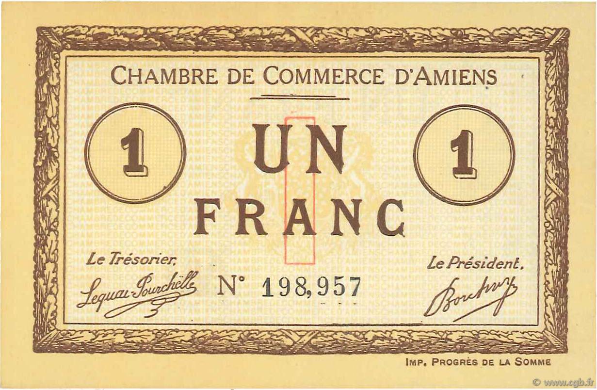 1 Franc FRANCE regionalism and miscellaneous Amiens 1915 JP.007.16 UNC