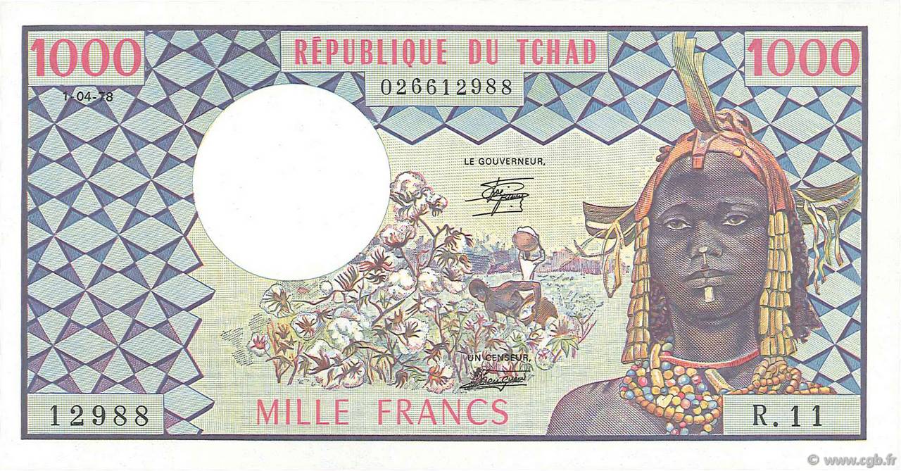 1000 Francs CHAD  1978 P.03c FDC
