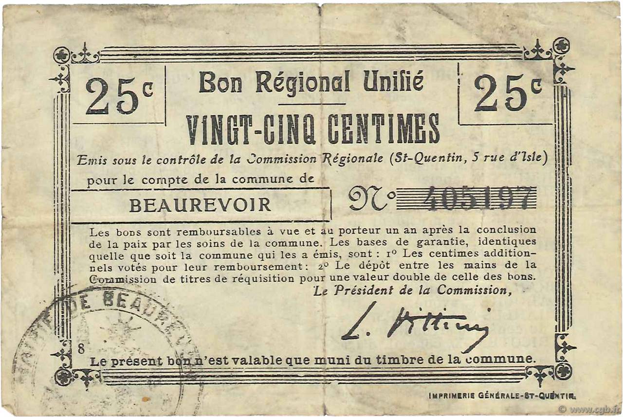 25 Centimes FRANCE Regionalismus und verschiedenen  1916 JP.02-0154.BRU S