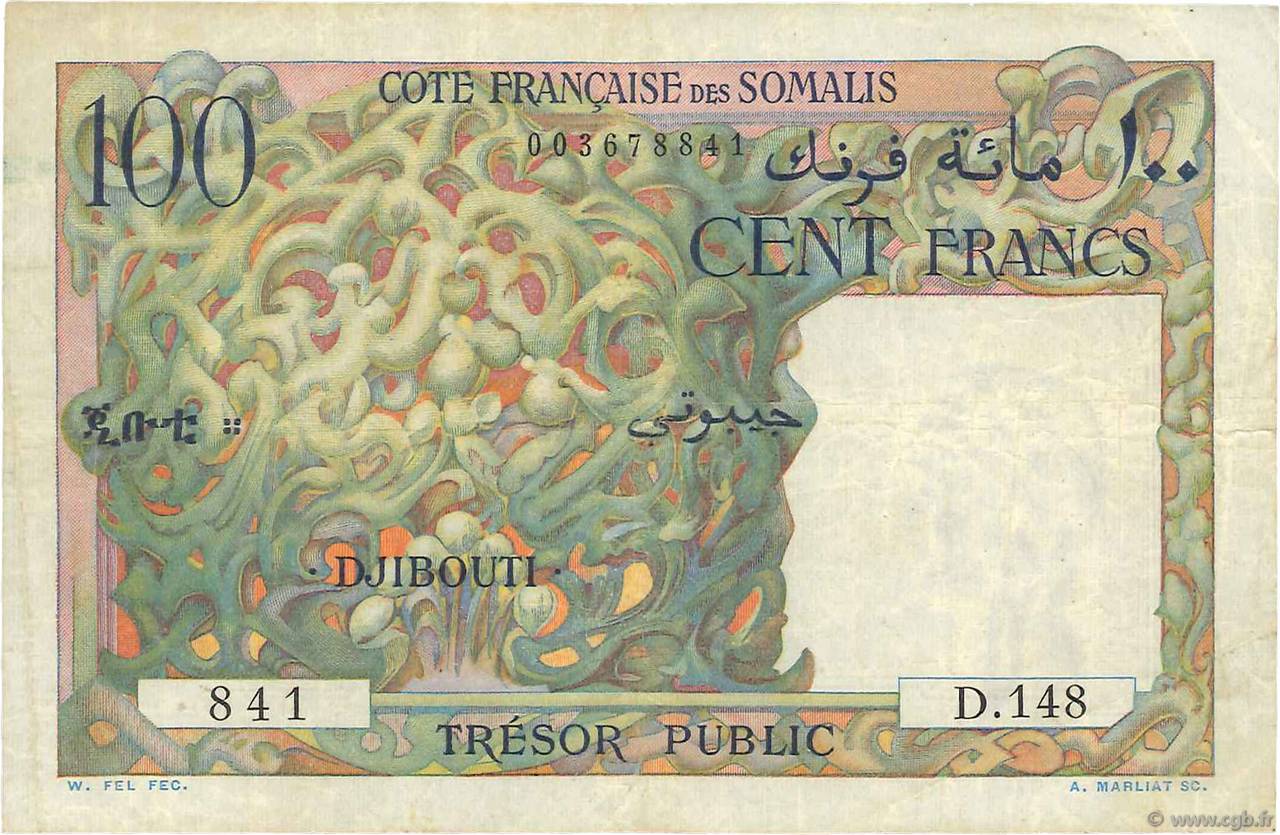 100 Francs DJIBUTI  1952 P.26 MB