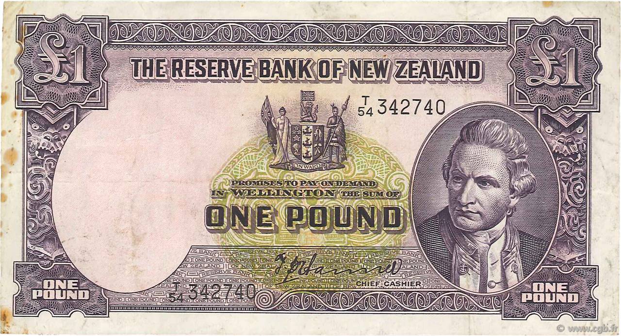 1 Pound NEW ZEALAND  1953 P.159a VF