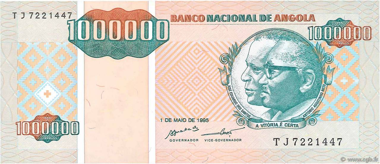 1000000 Kwanzas Reajustados ANGOLA  1995 P.141 UNC