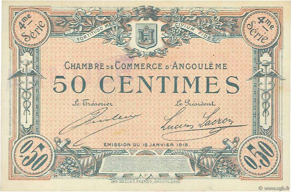 50 Centimes Annulé FRANCE regionalism and miscellaneous Angoulême 1915 JP.009.25 AU+