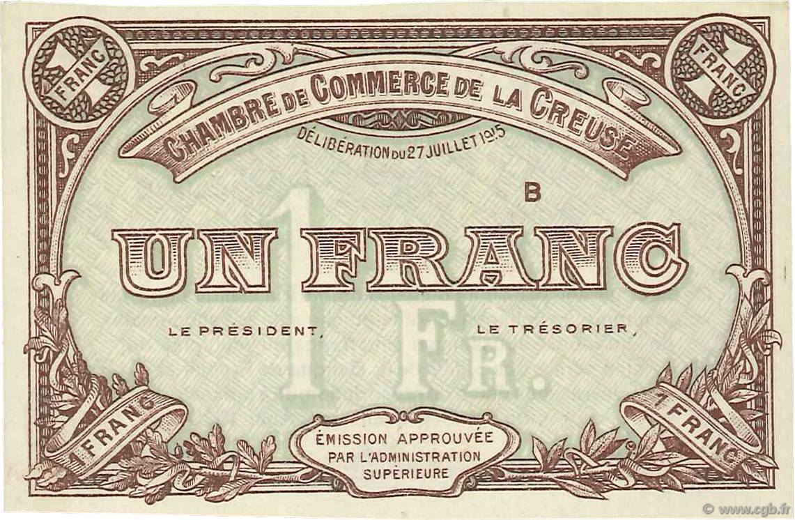 1 Franc Spécimen FRANCE regionalism and various Guéret 1915 JP.064.04 UNC