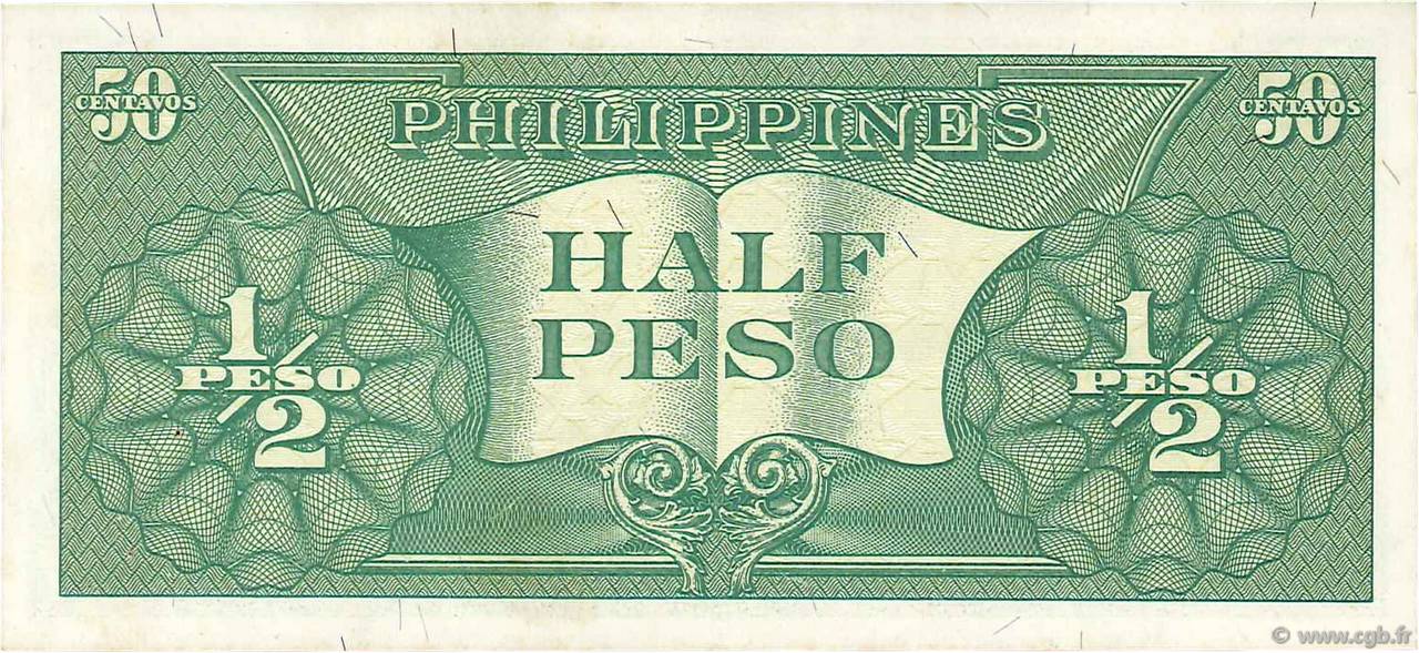 1 2 Peso PHILIPPINES 1949 P 132a B90 2284 Banknotes   B90 2284r 