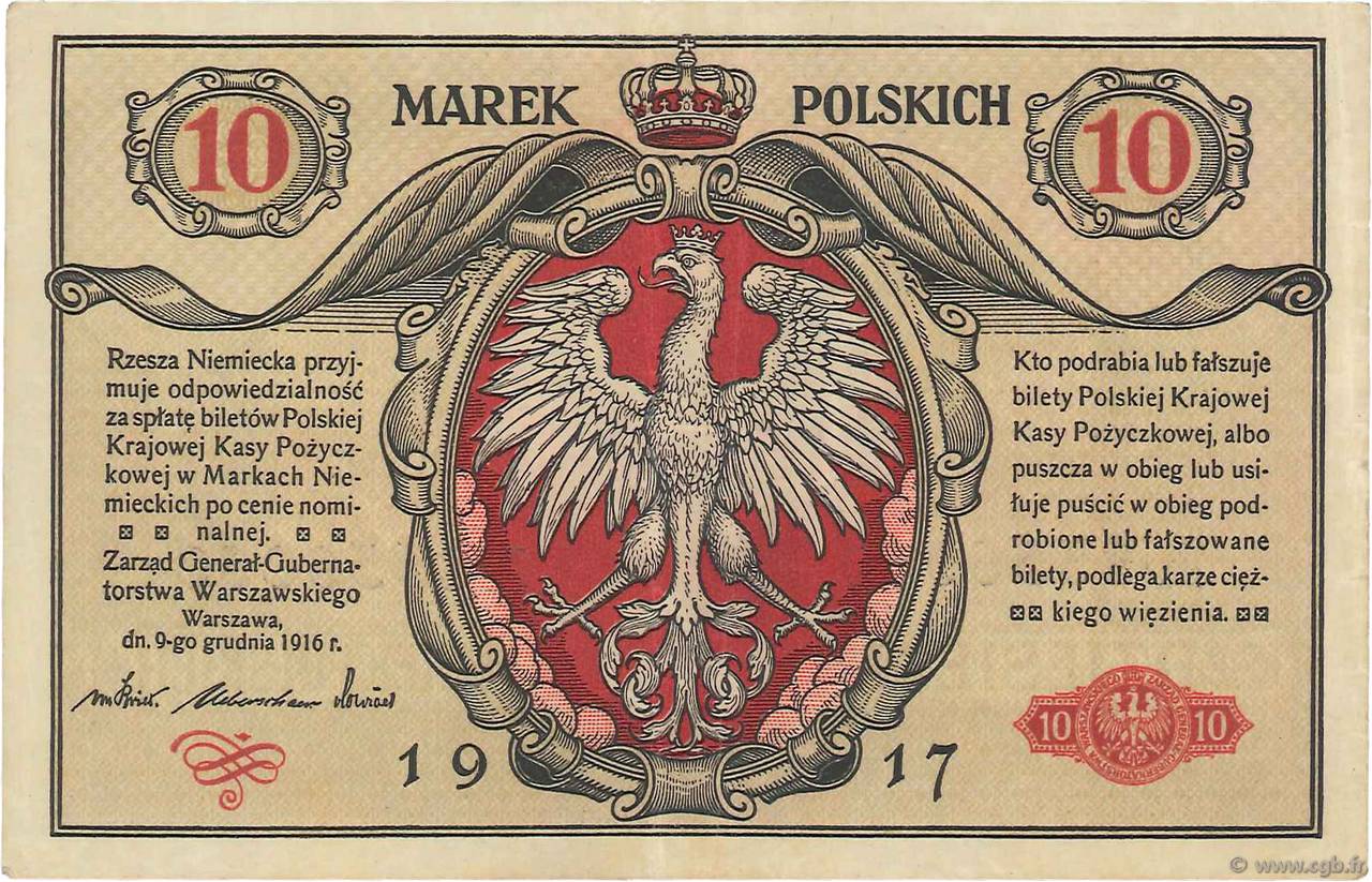 10 Marek POLONIA  1917 P.013 MBC+