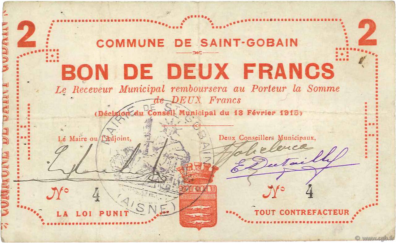 2 Francs FRANCE regionalism and various  1915 JP.02-1997 VF